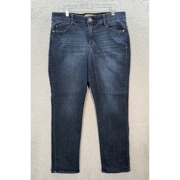 Democracy Jeans Womens 14 Blue Ab Technology Stretch Distressed Denim Preppy - Picture 1 of 9
